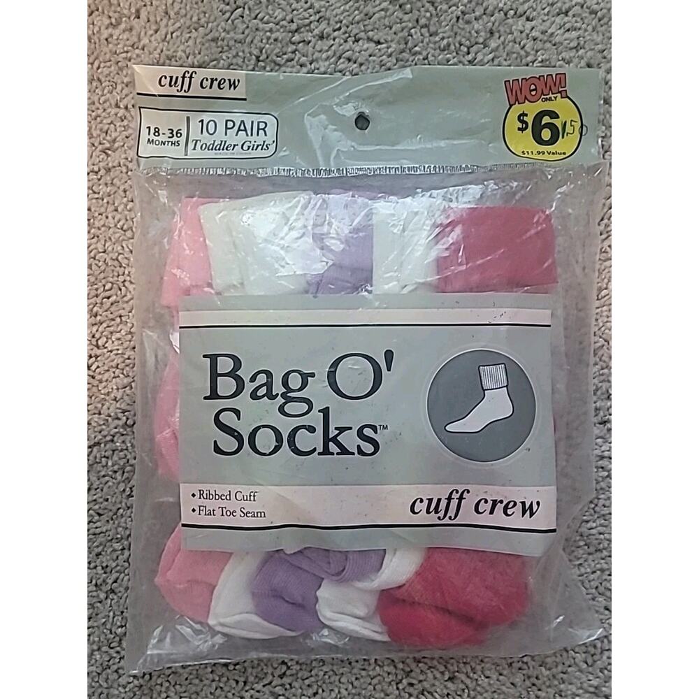 VTG NOS 80s Bag OSocks Toddler Crew Socks NIP